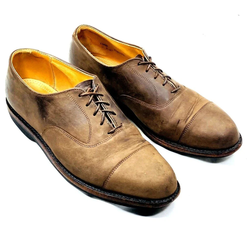 Cole Haan Country Shoes Nubuck Leather Cap Toe 10.5 Distressed Lace Brown
